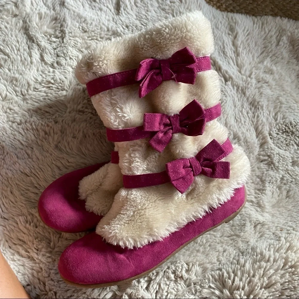 Naartjie Karina fur girl boots plum 4Y